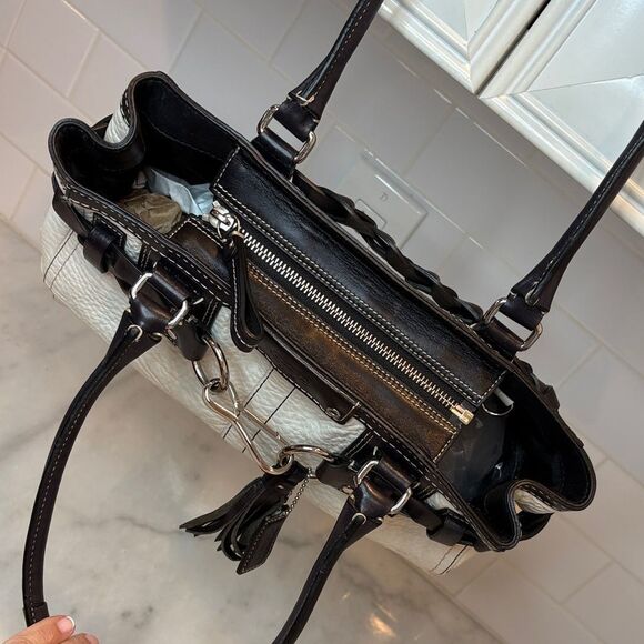 Coach Bag Purse Handbag Leather White Braided Hampton Signature Shoulder Tote - Picture 12 of 16